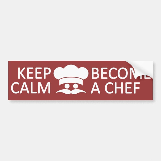 Pegatina Para Coche Keep Calm & Become a Chef custom bumpersticker (Frente)