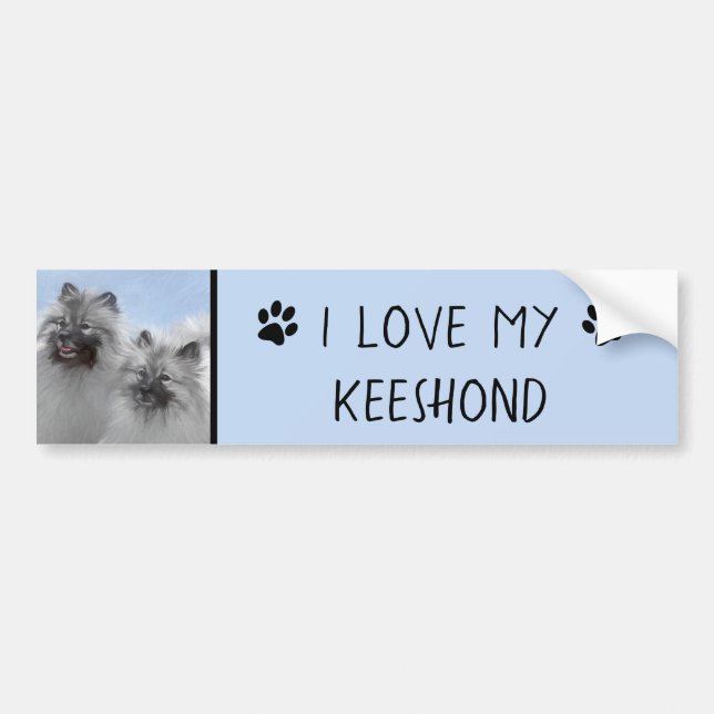 Pegatina Para Coche Keeshond Pair de Kees pintura animal original (Frente)