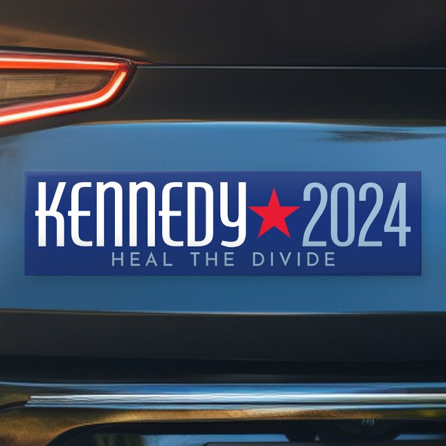 Pegatina Para Coche Kennedy 2024 Curar la brecha - azul rojo (Kennedy Bumper Sticker)