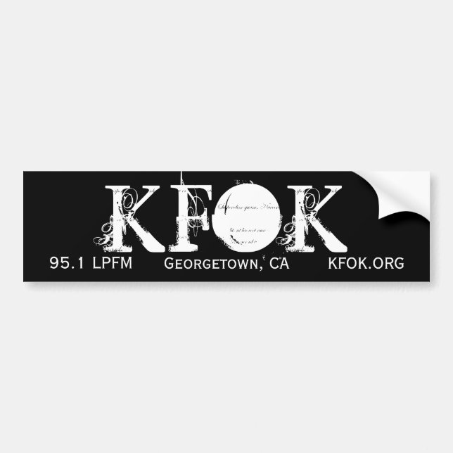 Pegatina Para Coche KFOK, 95,1 LPFM, Georgetown, CA, KFOK.ORG (Frente)