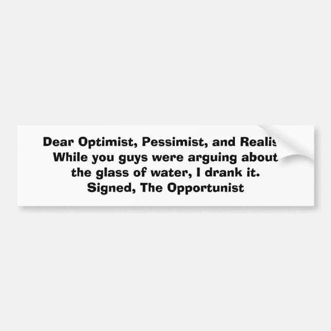 Pegatina Para Coche KRW el oportunista y el vidrio del chiste del agua (Frente)