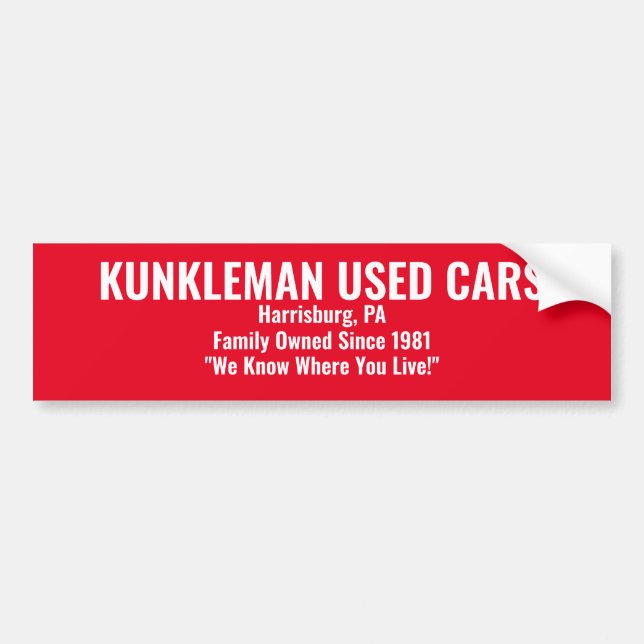 Pegatina Para Coche Kunkleman Bumper Sticker (Frente)