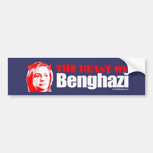 Pegatina Para Coche La bestia de Bengasi - Anti-Hillary - blanco - .pn (Frente)