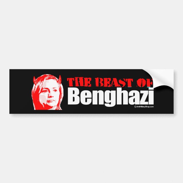 Pegatina Para Coche La bestia de Bengasi - Anti-Hillary - blanco - .pn (Frente)
