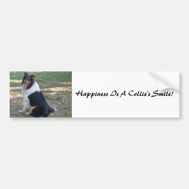 Pegatina Para Coche ¡La felicidad es una sonrisa de Collie! (Frente)