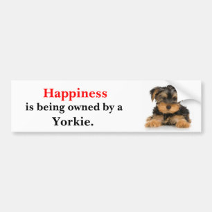 Pegatina Para Coche La felicidad está siendo poseída por un Yorkie