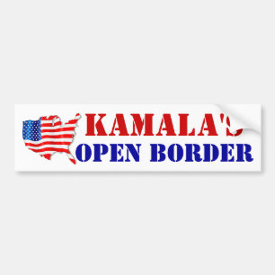 PEGATINA PARA COCHE ¡LA FRONTERA ABIERTA DE ESTADOS UNIDOS EN KAMALA!