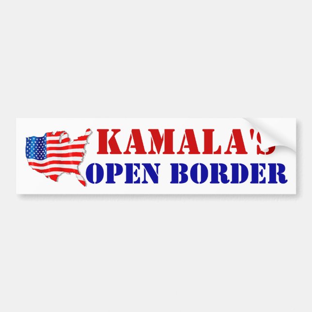 PEGATINA PARA COCHE ¡LA FRONTERA ABIERTA DE ESTADOS UNIDOS EN KAMALA!  (Frente)
