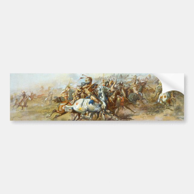 Pegatina Para Coche La lucha de Custer de Charles Marion Russell (Frente)