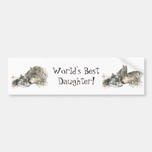 Pegatina Para Coche La mejor hija del mundo, la cita de WOLF ANIMAL