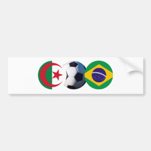 Pegatina Para Coche La pelota de fútbol Argelia y Brasil flamean el ja