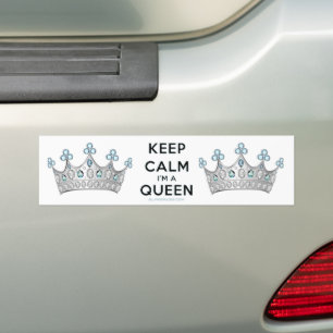 Pegatina Para Coche La reina keep calm de SlipperyJoe's corona de plat
