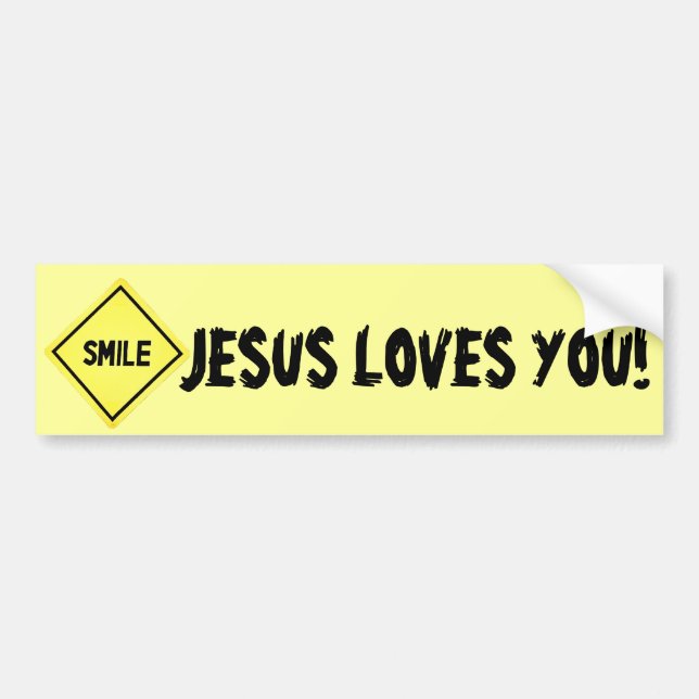 Pegatina Para Coche La sonrisa, Jesús le ama clásico (Frente)