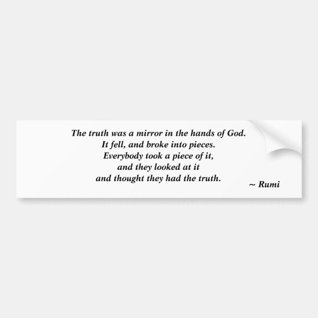 Pegatina Para Coche La verdad - cita de Rumi Bumper Sticker (Frente)