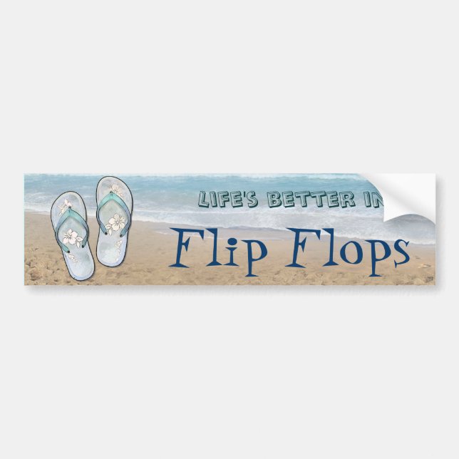 Pegatina Para Coche La vida es mejor en Flip Flops (Frente)