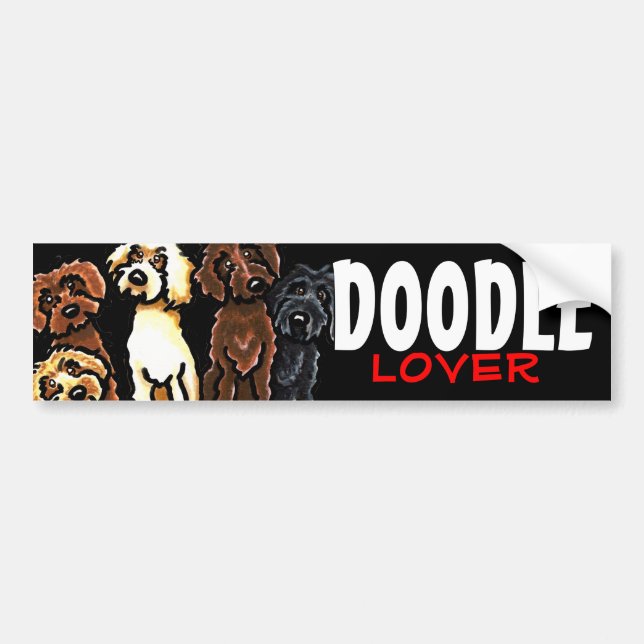 Pegatina Para Coche Labradoodle Rainbow Doodle Lover (Frente)