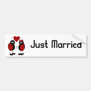 Pegatina Para Coche Lady Bug Pareja acaba de casarse Bumper Sticker