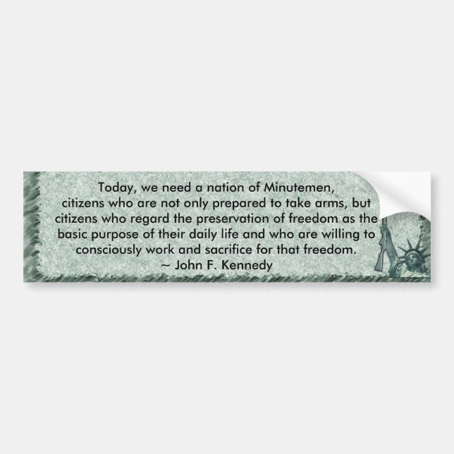 PEGATINA PARA COCHE LADY LIBERTY - CITA DE JOHN F KENNEDY - MINUTEMEN (Frente)