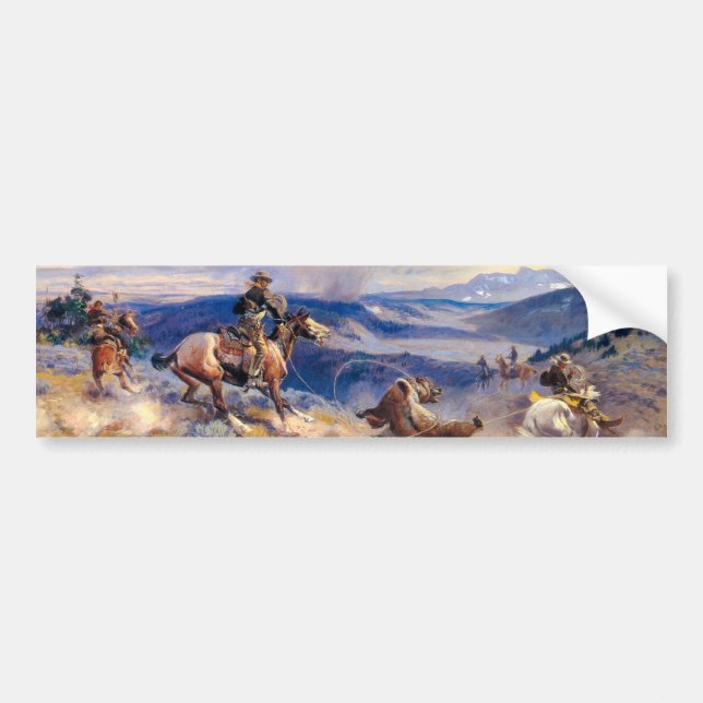 Pegatina Para Coche Lazos y Horses rápido (1916) de Charles M. Russell (Frente)