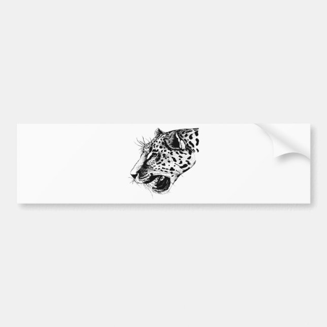Pegatina Para Coche Leopardo Blanco Y Negro (Frente)