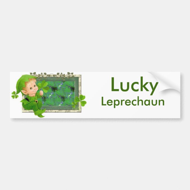 Pegatina Para Coche Leprechaun afortunado (Frente)