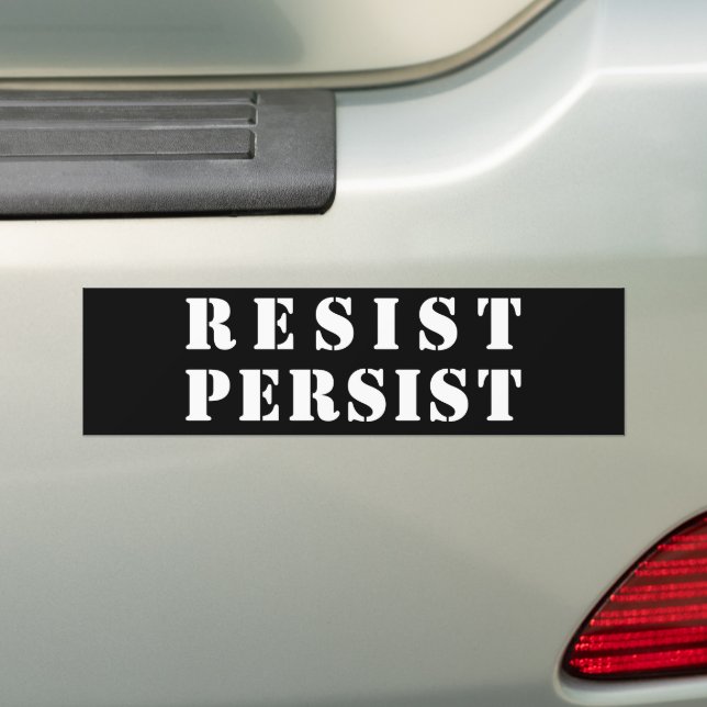 Pegatina Para Coche letras blancas "resistir a persistir" - fondo negr (en coche)