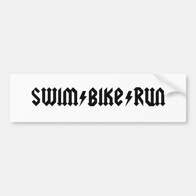Pegatina Para Coche letras del acdc del swimbikerun (Frente)