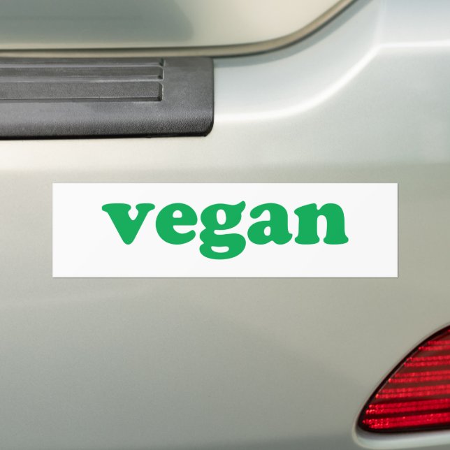 Pegatina Para Coche Letras verdes "veganas", fondo blanco (en coche)