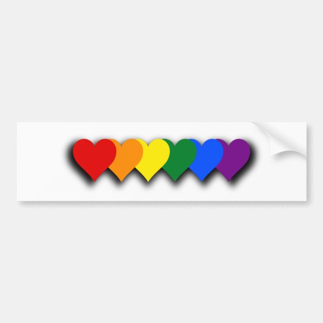 Pegatina Para Coche LGBT pride hearts Bumper Sticker (Frente)