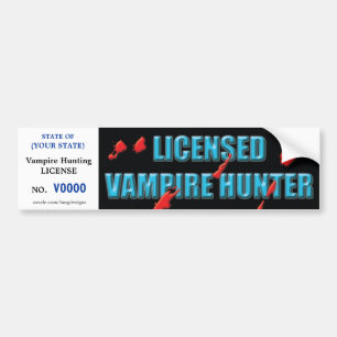 Pegatina Para Coche Licencia de caza del vampiro con los salpicones de