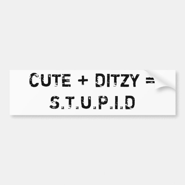 PEGATINA PARA COCHE LINDO + DITZY = S.T.U.P.I.D (Frente)