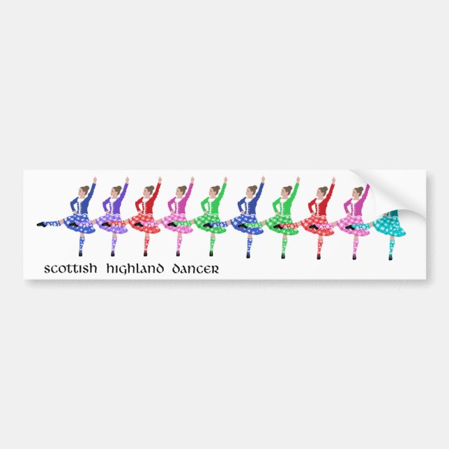 Pegatina Para Coche Línea de Baile de las Highlands Escocesas (Frente)