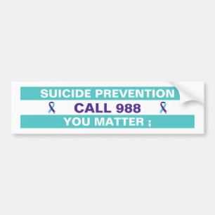 Pegatina Para Coche Línea de Prevención de Suicidio 988 Salud Mental