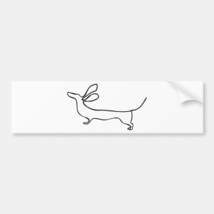 Pegatina Para Coche Línea ilustracion del Dachshund uno de los oídos