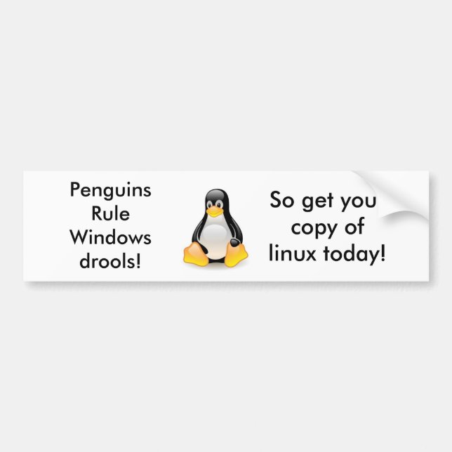 Pegatina Para Coche Linux-pingüino-Tux (Frente)