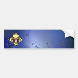 Pegatina Para Coche Lirios de oro sobre azul