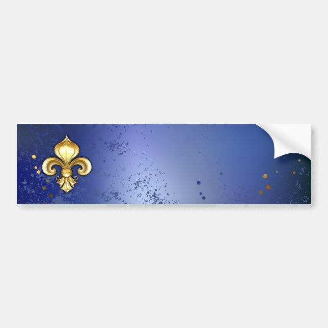 Pegatina Para Coche Lirios de oro sobre azul (Frente)