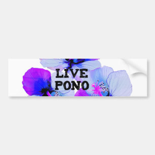 Pegatina Para Coche Live Pono Hibisco Hawaiano Floral Púrpura Azul