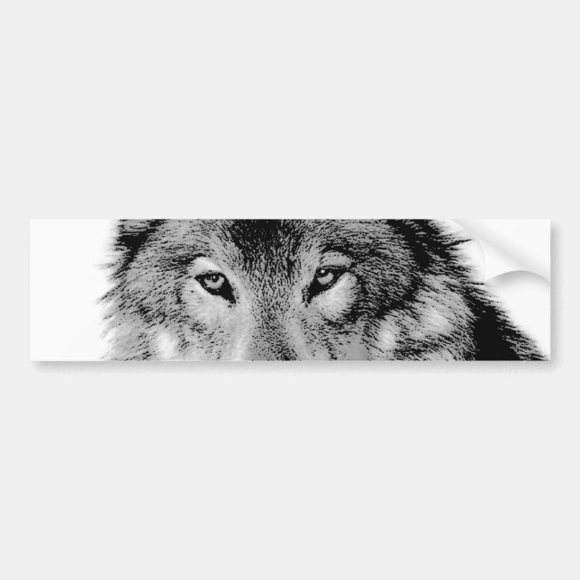 Pegatina Para Coche Lobo blanco y negro (Frente)