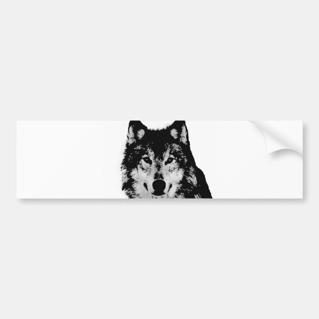 Pegatina Para Coche Lobo blanco y negro (Frente)