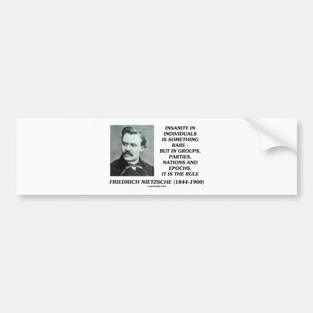 Pegatina Para Coche Locura de Nietzsche rara en cita de los individuos (Frente)