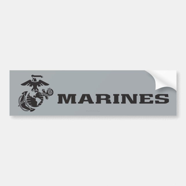 Pegatina Para Coche Logotipo USMC Logotipo negro apilado (Frente)