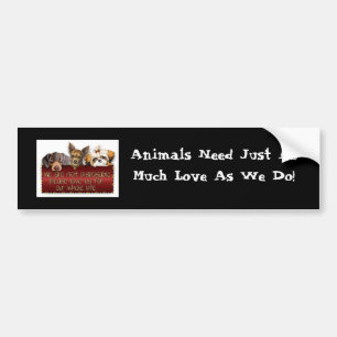 Pegatina Para Coche Los animales necesitan el amor Bumpersticker