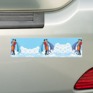 Pegatina Para Coche Los dos superhéroes de Slipperyjoe besándose perso