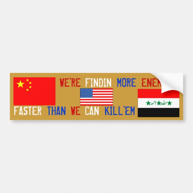 Pegatina Para Coche Los enemigos de América (IRAQ CONTRA CHINA) (Frente)