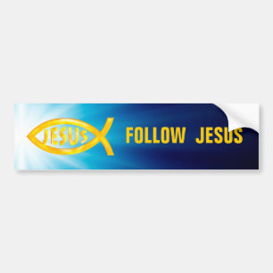 Pegatina Para Coche Los pescados cristianos - siga a Jesús