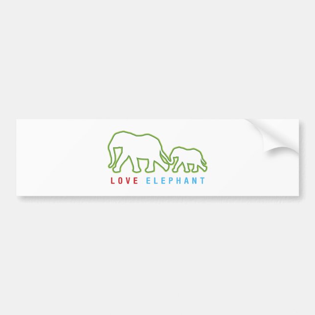 Pegatina Para Coche Love Elephant (Frente)