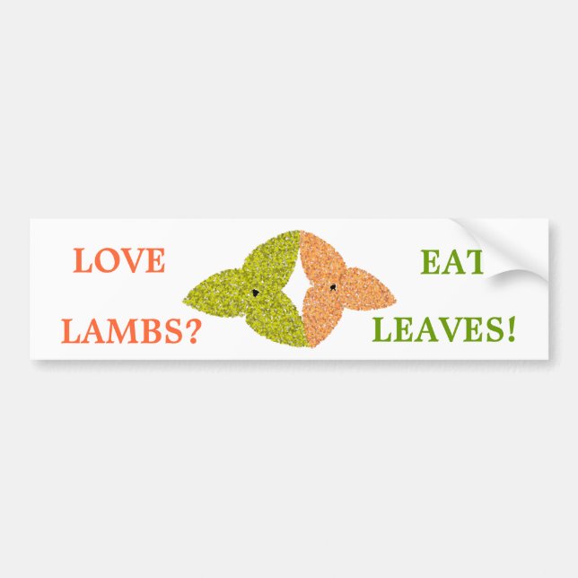 Pegatina Para Coche Love Lambs Eat Leaves Bumper Sticker (Frente)