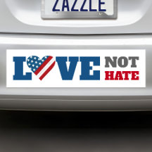 Love Not Hate USA Flag Bold Rustic Heart White