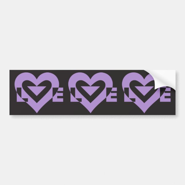 Pegatina Para Coche Love Purple on Black (Frente)
